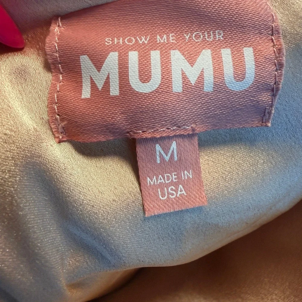 Show Me‎ Your Mumu Jamie Champagne Satin Off Shoulder Maxi Dress Long Sleeve Med